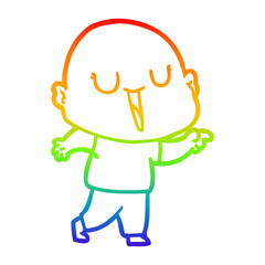 rainbow gradient line drawing happy cartoon bald man