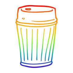 rainbow gradient line drawing cartoon take out coffee