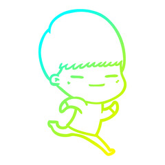cold gradient line drawing cartoon smug boy