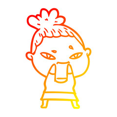warm gradient line drawing cartoon woman