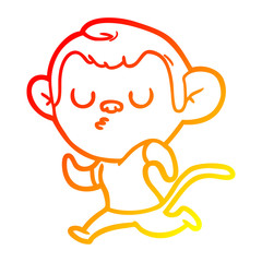 warm gradient line drawing cartoon monkey