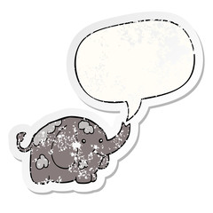 cartoon elephant and speech bubble distressed sticker