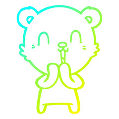 cold gradient line drawing happy cartoon polar bear