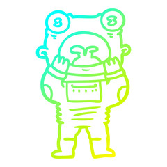 cold gradient line drawing cartoon alien gasping in surprise