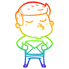 rainbow gradient line drawing cartoon model guy pouting