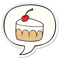 cartoon tasty dessert and speech bubble sticker