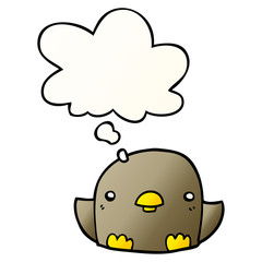 cartoon chick and thought bubble in smooth gradient style