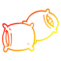 warm gradient line drawing cartoon pillow
