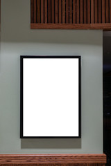 Mock up. Blank billboard, poster frame, advertising on the the wall inside shopping mall