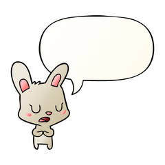 cartoon rabbit talking and speech bubble in smooth gradient style