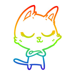 rainbow gradient line drawing calm cartoon cat