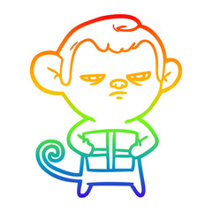 rainbow gradient line drawing cartoon monkey