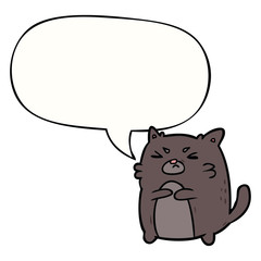 cartoon angry cat and speech bubble