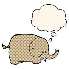 cartoon elephant and thought bubble in comic book style