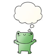 cartoon frog and thought bubble in smooth gradient style