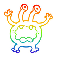 rainbow gradient line drawing cartoon monster