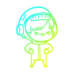 cold gradient line drawing angry cartoon space girl