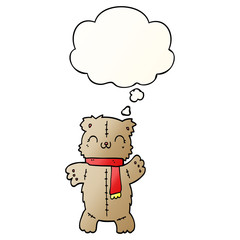 Fototapeta premium cartoon teddy bear and thought bubble in smooth gradient style