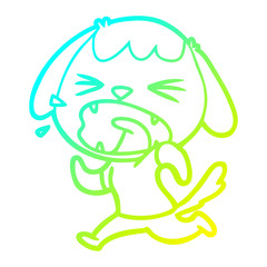 cold gradient line drawing cute cartoon dog barking
