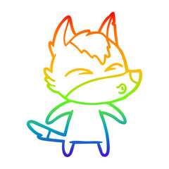 rainbow gradient line drawing cartoon wolf whistling
