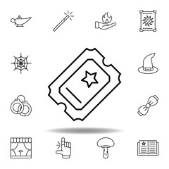 magic ticket outline icon. elements of magic illustration line icon. signs, symbols can be used for web, logo, mobile app, UI, UX