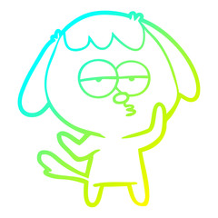 cold gradient line drawing cartoon tired dog