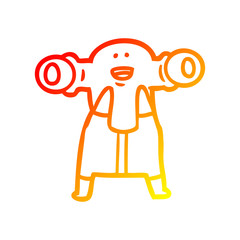 warm gradient line drawing friendly cartoon alien