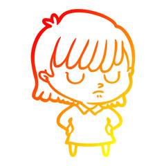 warm gradient line drawing cartoon woman