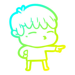 cold gradient line drawing cartoon curious boy