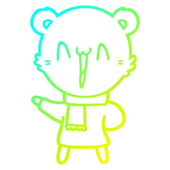 cold gradient line drawing happy bear cartoon