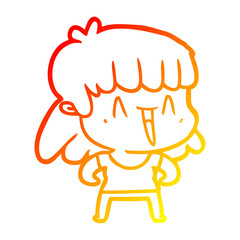 warm gradient line drawing cartoon woman