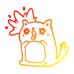 warm gradient line drawing shocked cat amazed