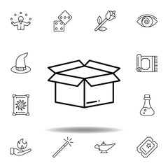 magic box outline icon. elements of magic illustration line icon. signs, symbols can be used for web, logo, mobile app, UI, UX