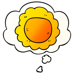 cartoon flower and thought bubble in smooth gradient style