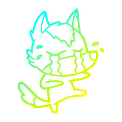 cold gradient line drawing cartoon crying wolf