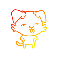 warm gradient line drawing cartoon dog sticking out tongue
