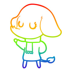 rainbow gradient line drawing cute cartoon elephant