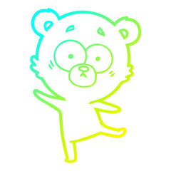 cold gradient line drawing worried bear cartoon