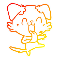 warm gradient line drawing cartoon panting dog