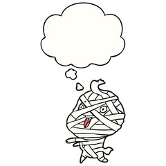 cartoon halloween mummy and thought bubble
