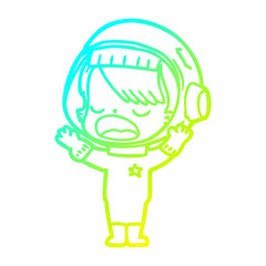 cold gradient line drawing cartoon astronaut girl talking