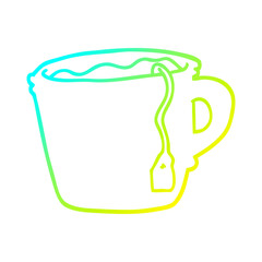cold gradient line drawing cartoon hot cup of tea