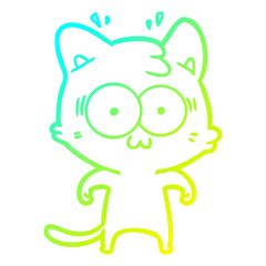 cold gradient line drawing cartoon surprised cat