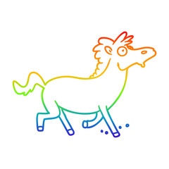 rainbow gradient line drawing cartoon running horse