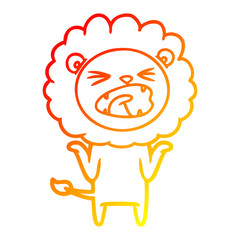 warm gradient line drawing cartoon lion