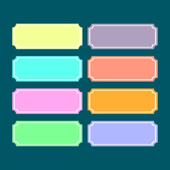 Obraz premium Eight colored templates for text captioning. Dark blue background.