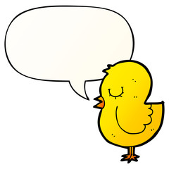 cartoon bird and speech bubble in smooth gradient style