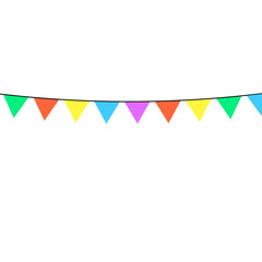 A holiday ribbon with many hues of different colors is depicted on a white background.