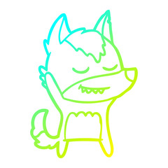 cold gradient line drawing friendly cartoon wolf