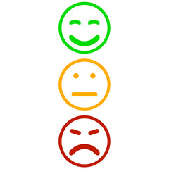 Three different emotions of different colors on a white background.